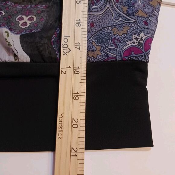 Cato Off-The-Shoulder Multi-Color Patchwork Print Sheer 3/4 Sleeve Blouse Medium - Picture 9 of 9